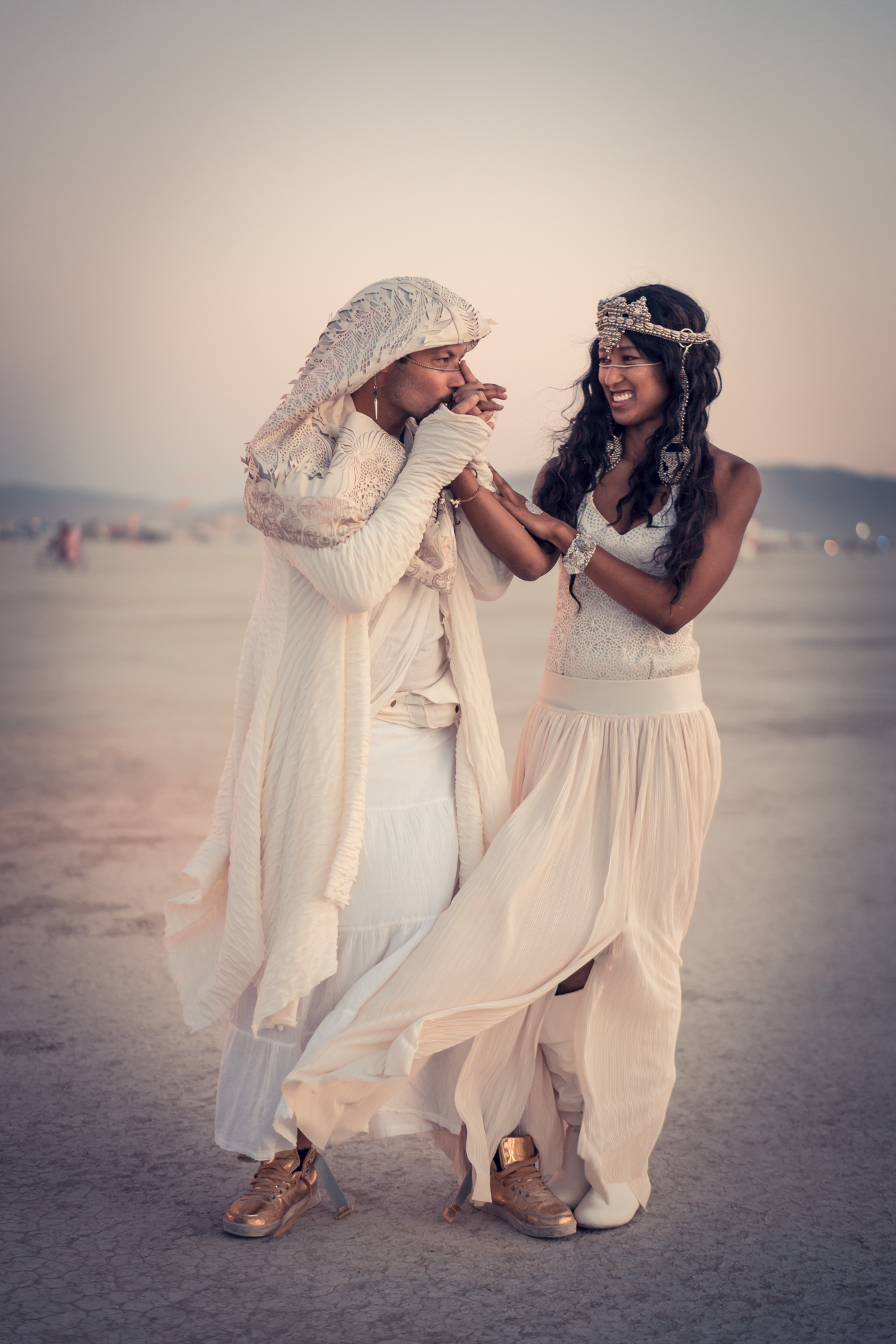 burning man wedding couple playa yoshi gilles